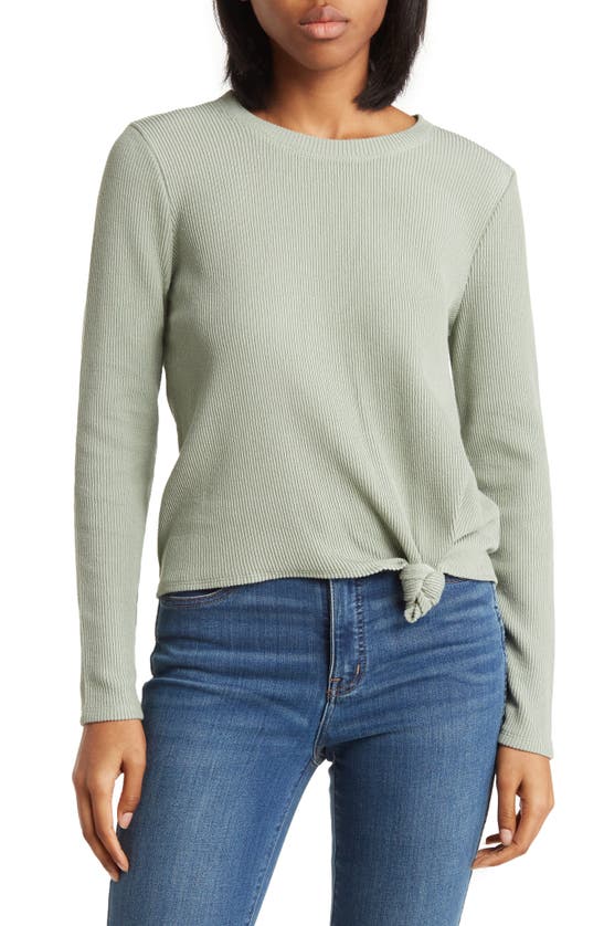 Madewell Elwood Knot Front Top In Frosted Sage
