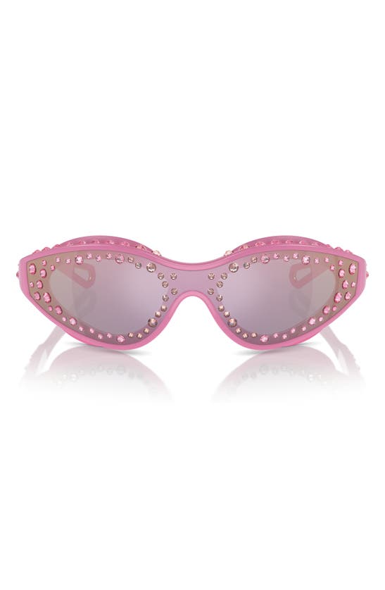 Swarovski 42mm Wraparound Sunglasses With Strap In Pink