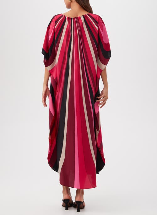 Trina Turk Jalani Striped Bateau-neck Maxi Caftan In Fairy Fuchsia Multi