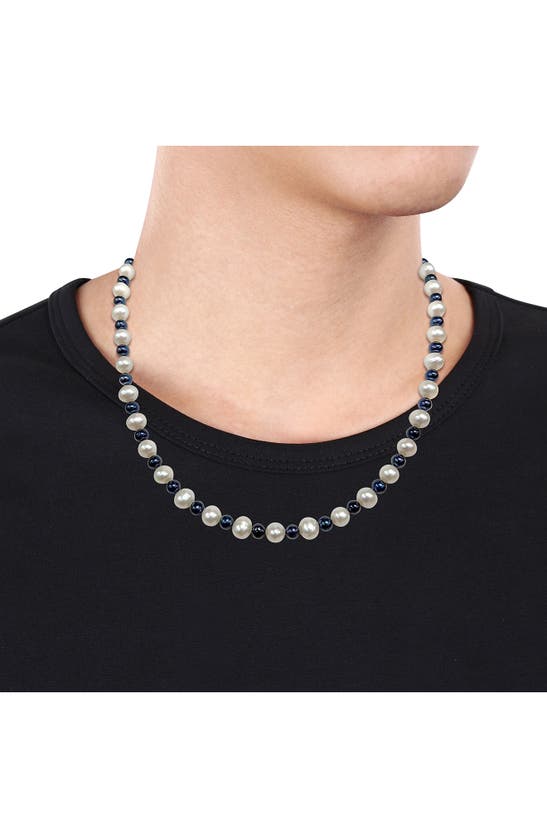 Shop Delmar 5–7.5mm Multicolor Freshwater Pearl Necklace In Ivory Black Multi