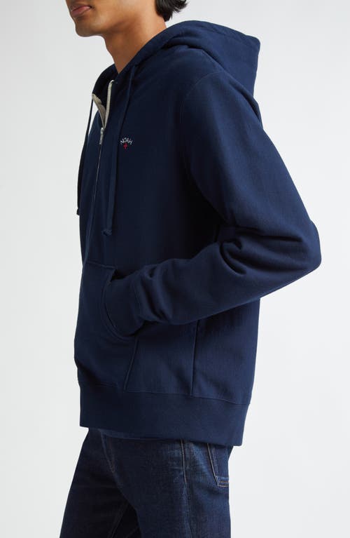 Shop Noah Lightweight Cotton Zip Hoodie In Navy