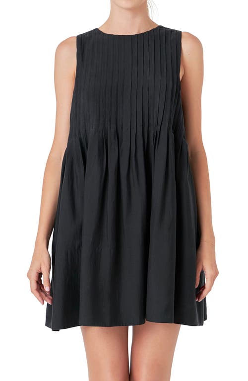 Shop Endless Rose Pintuck Voluminous Sleeveless Minidress In Black