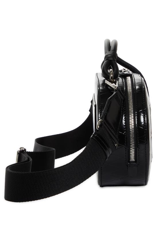 Shop Balmain Round Leather Radio Crossbody Bag In Black