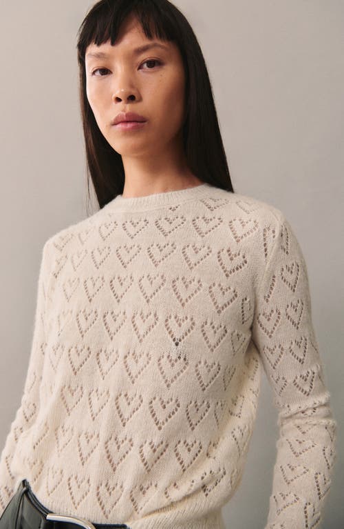 Shop Mango Openwork Heart Sweater In Ecru