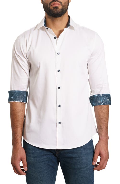 Jared Lang Trim Fit Solid Button-up Shirt In White