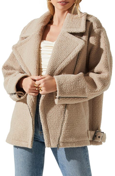 Womens Fleece Jacket Womens Winter Jacket Beige Coat Fleece 