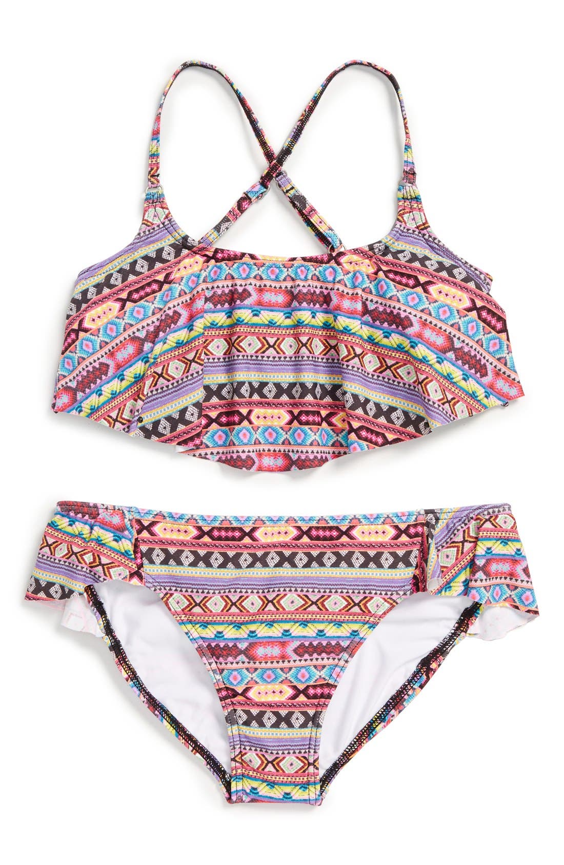 Billabong 'Surf Friends Flounce' TwoPiece Swimsuit (Big Girls