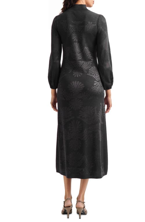 Shop Misook Long Sleeve Burnout Dress In Black