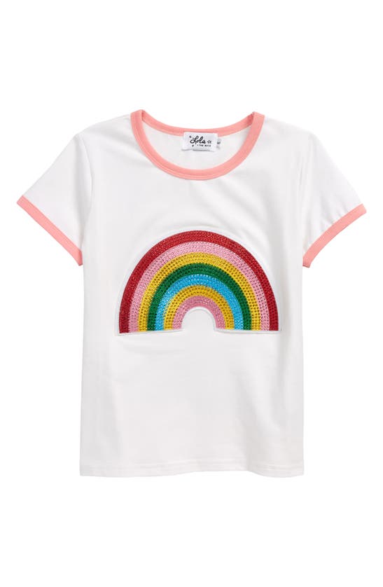 Lola And The Boys Lola And The Boys Kids Happy Rainbow Patch T Shirt In