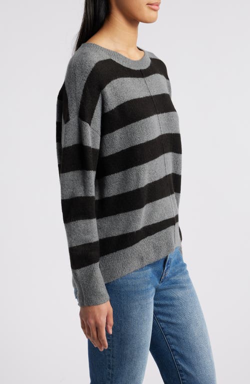 Zoe And Claire Stripe Crewneck Sweater In Grey