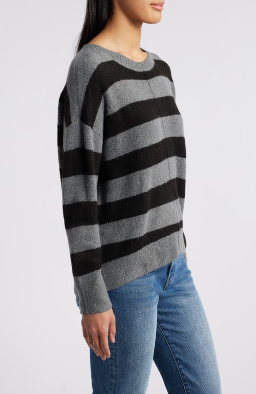 Shop Zoe And Claire Stripe Crewneck Sweater In Grey