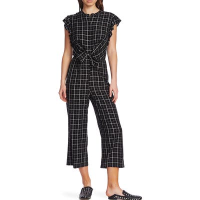 1.state Flutter Sleeve Renegade Check Jumpsuit, Black