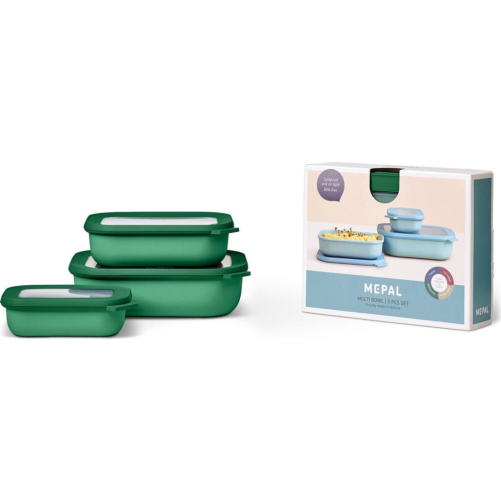 Rosti Mepal Cirqula Set Of 3 Rectangular Storage Containers In Vivid Green