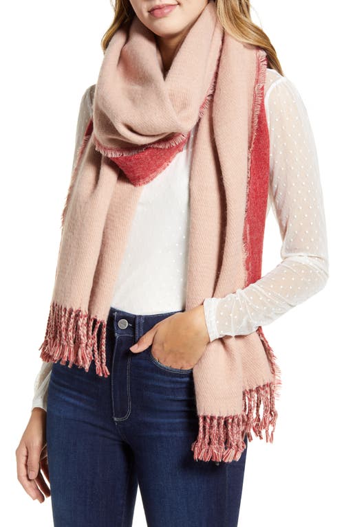 Halogen(R) x Atlantic-Pacific Two-Tone Fringe Scarf in Red Combo