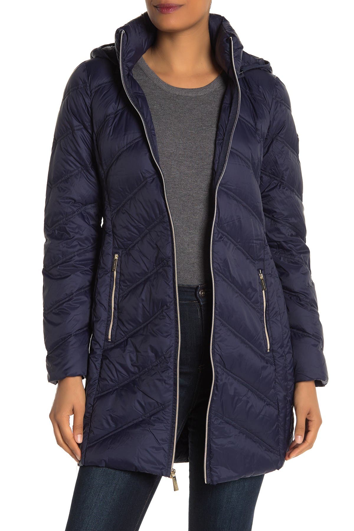 MICHAEL Michael Kors | Packable Hooded Zip Down Puffer Jacket ...