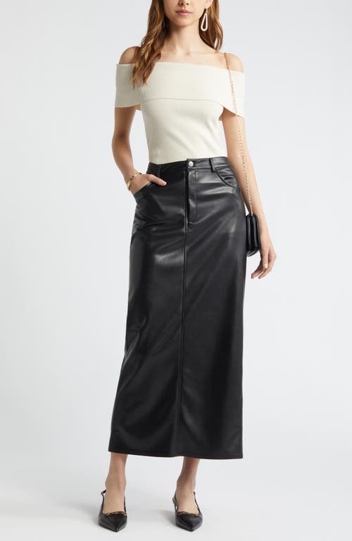 Shop Open Edit Faux Leather Maxi Skirt In Black