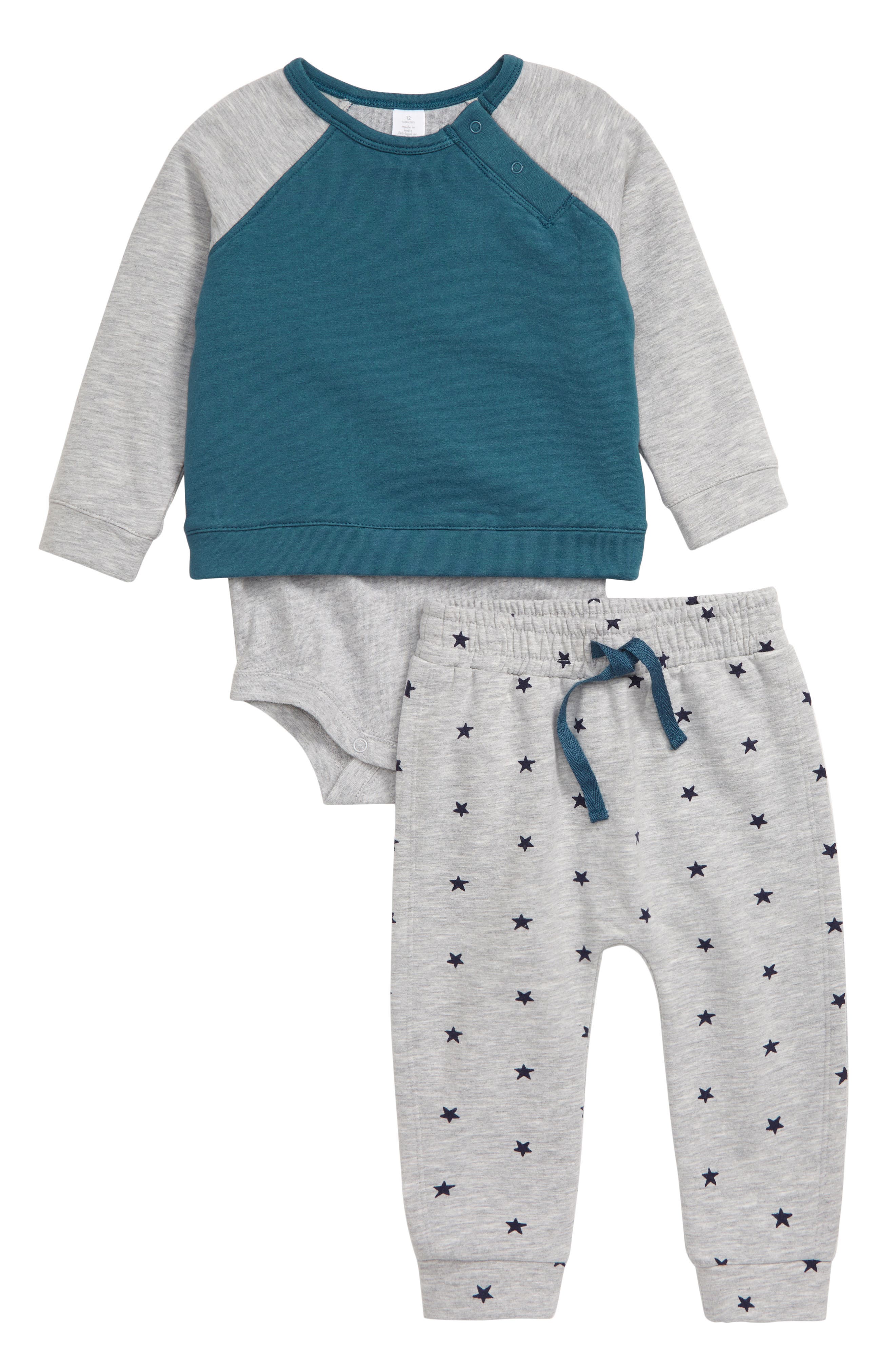 Nordstrom Color Block Knit Bodysuit & Sweatpants Set (Baby) Nordstrom