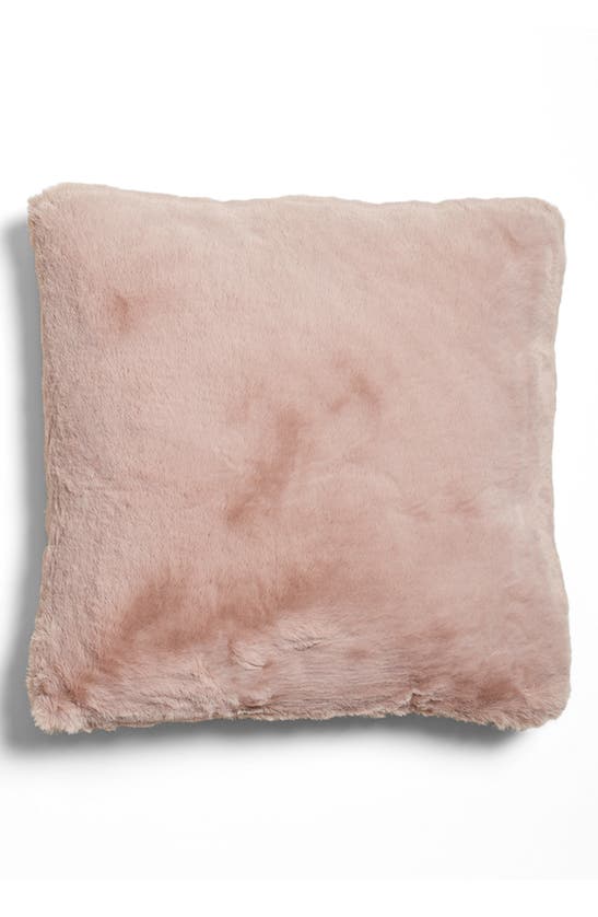 Unhide Squish Faux Fur Accent Pillow In Rosy Baby