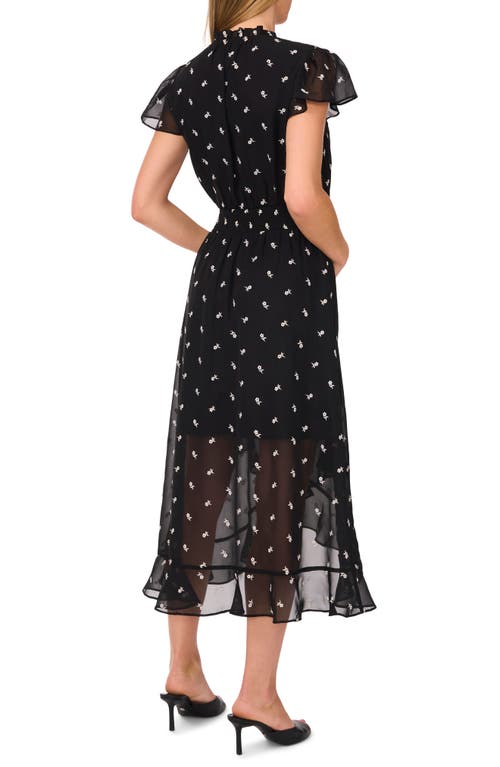 Shop Cece Floral Embroidered Chiffon Midi Dress In Rich Black