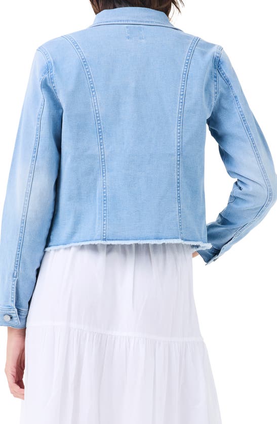 Shop Nic + Zoe Nic+zoe Fray Hem Denim Jacket In Breeze