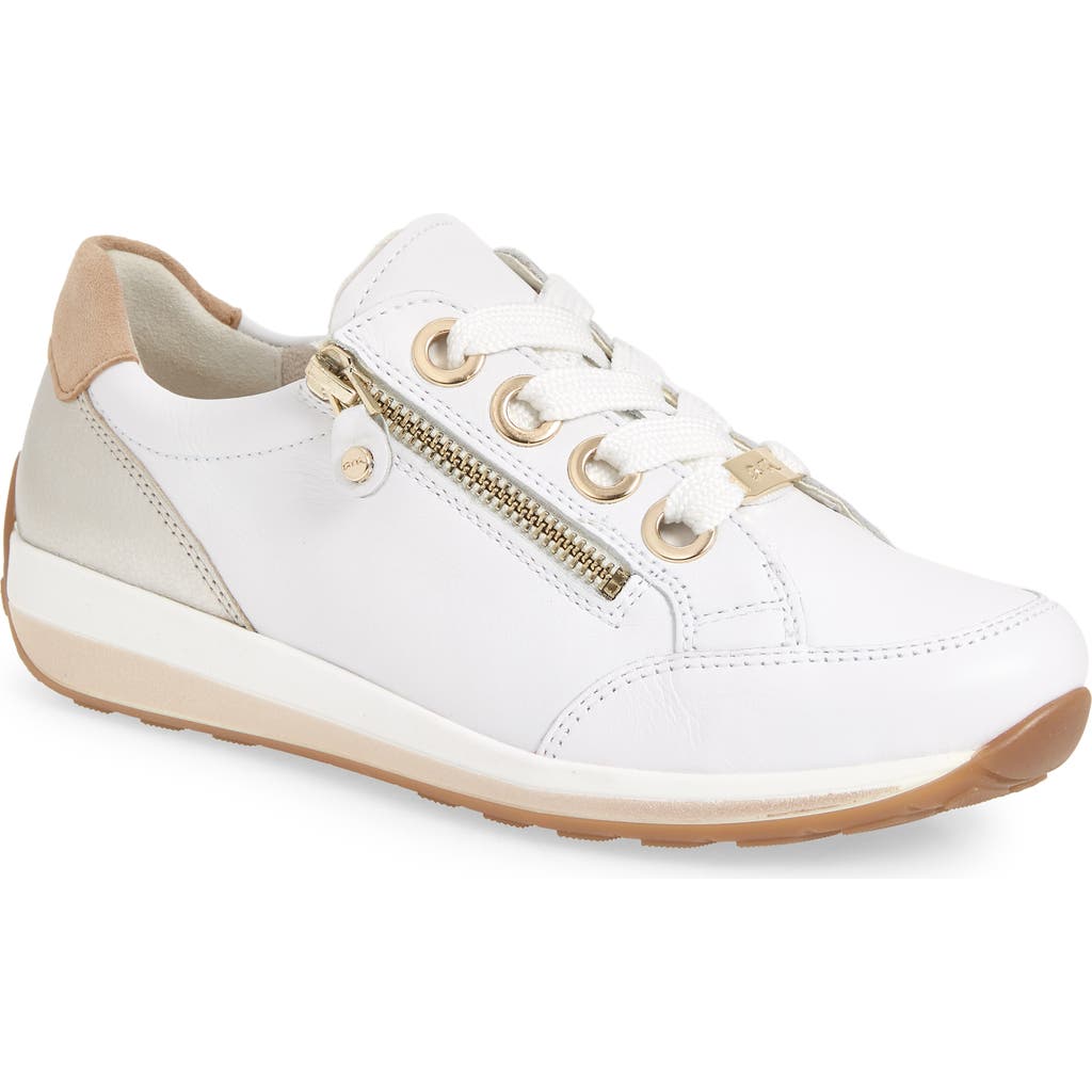 Ara Ollie Lace-up Sneaker In White Daytona/silver Metallic