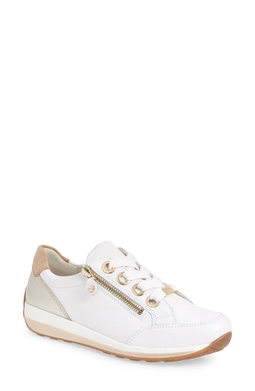 Ara Ollie Lace-up Sneaker In White Daytona/silver Metallic