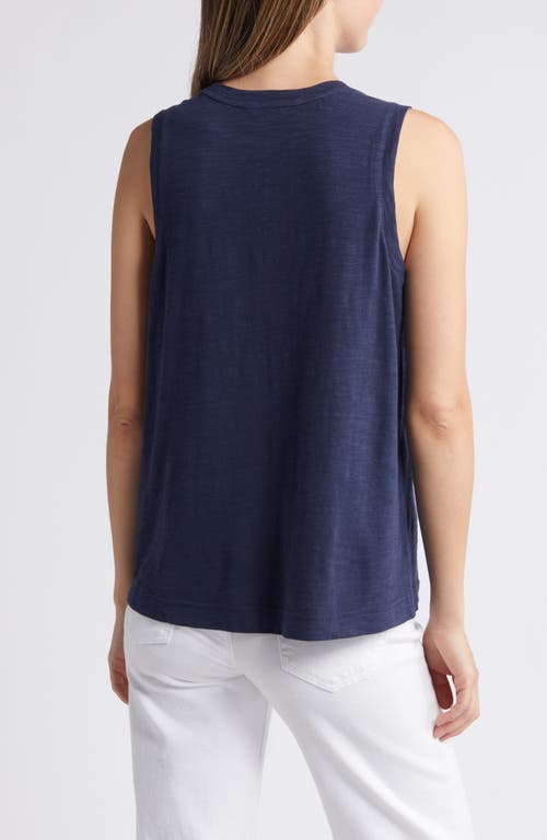 Shop Caslonr Caslon(r) Sleeveless Cotton Blend Crewneck T-shirt In Navy Blazer