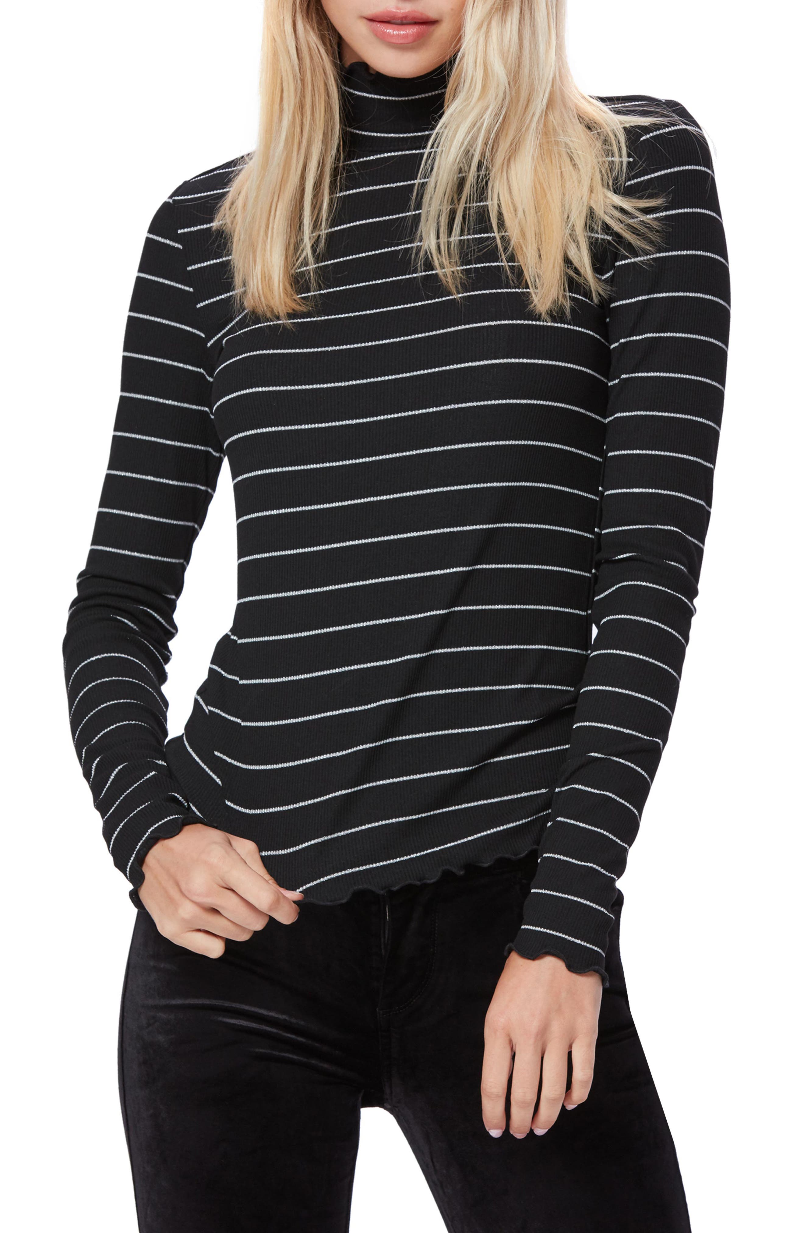 PAIGE Cadence Stripe Print Turtleneck Top Nordstrom Rack
