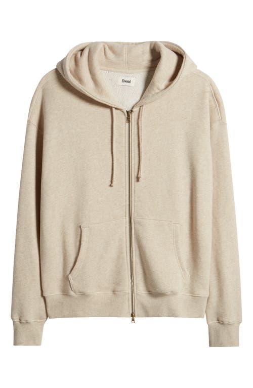 Shop Elwood Core Oversize Terry Full Zip Hoodie In Oatmeal