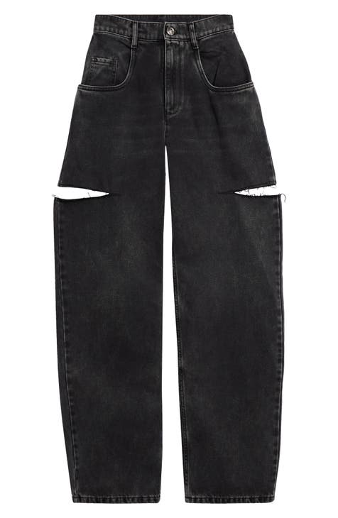 Women's Black Solid Ripped Jeans