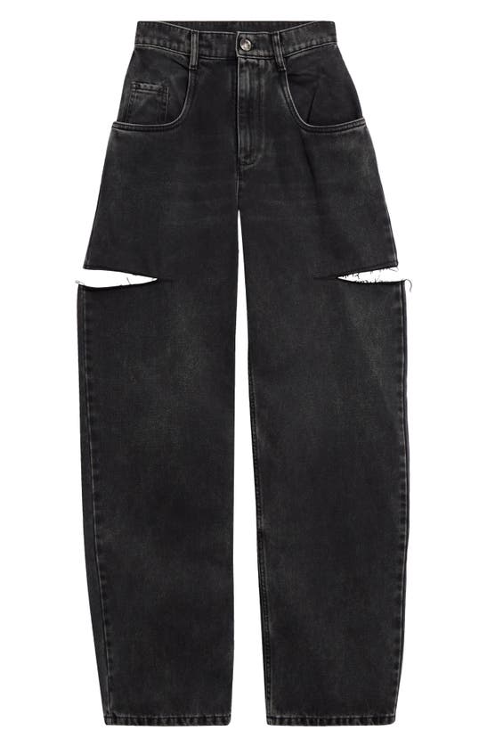 Shop Maison Margiela Ripped Side Cutout Jeans In Black Washed