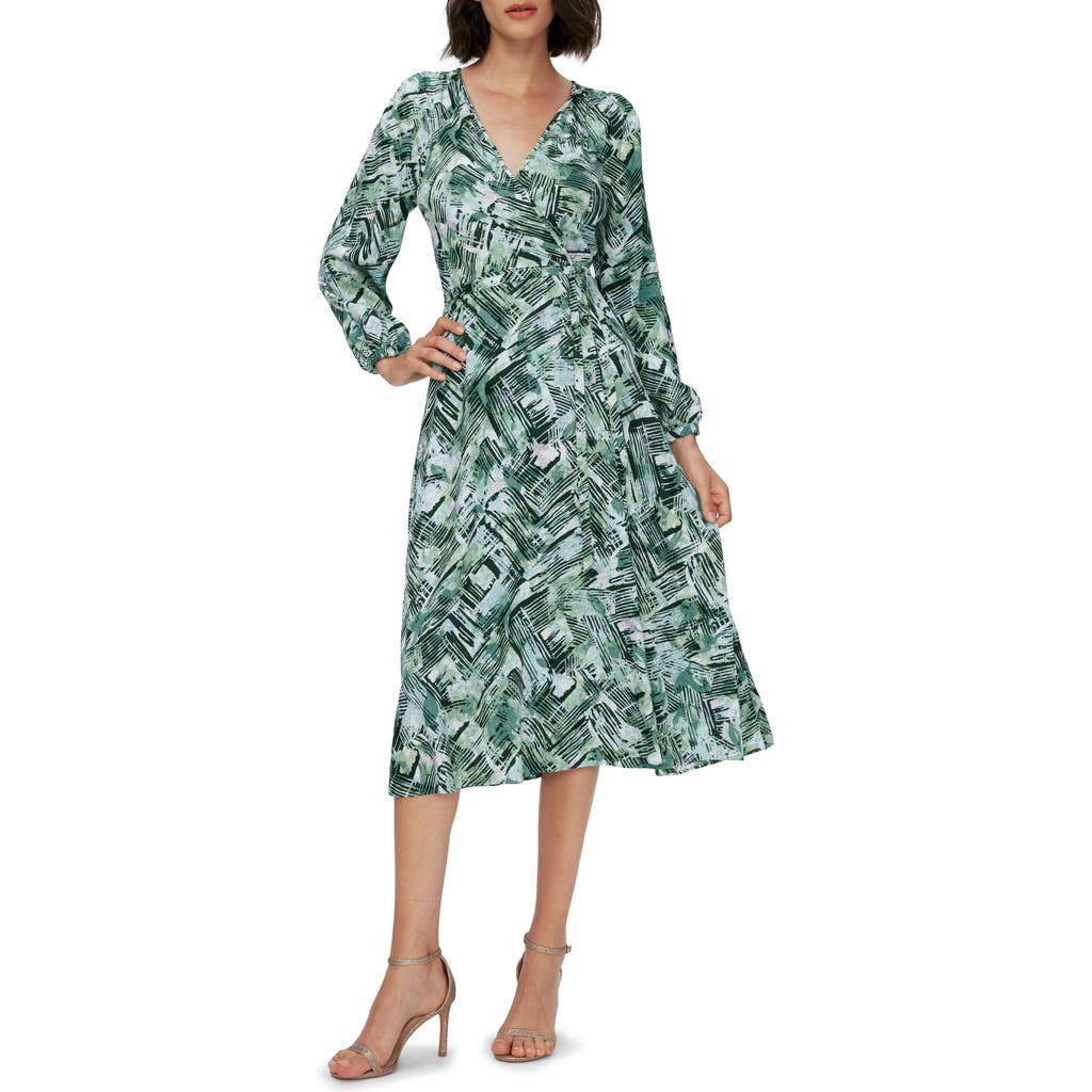 Diane Von Furstenberg Leo Reversible Long Sleeve Wrap Dress In Bamboo Green/pollen Green