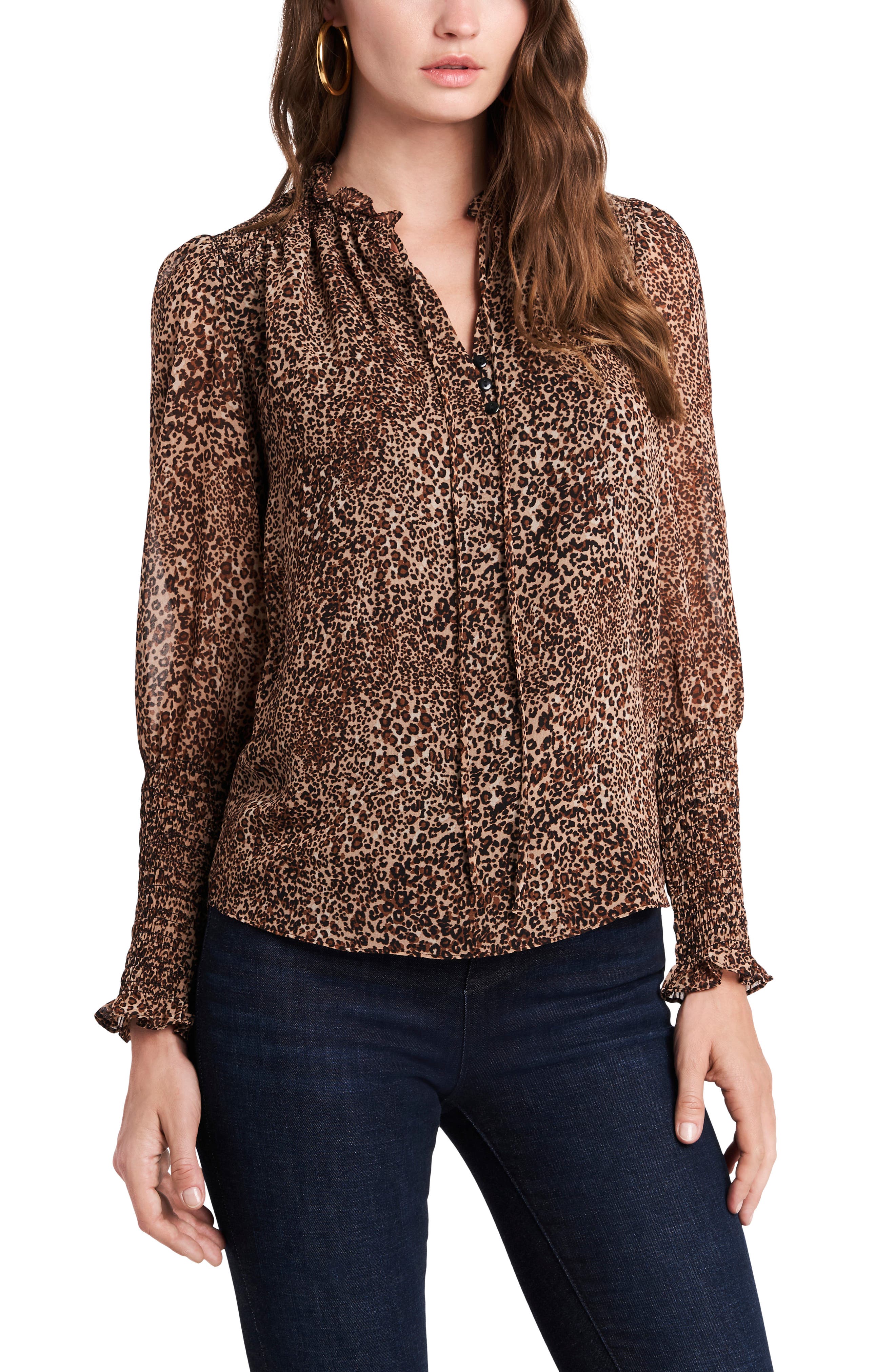 women's leopard button down shirts