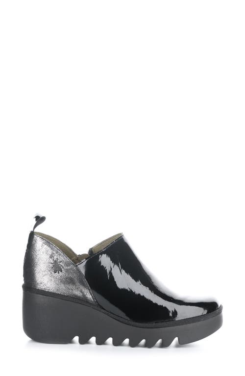 Shop Fly London Beli Platform Wedge Bootie In Black/silver