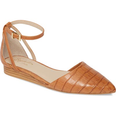 Seychelles Plateau Ankle Strap Pointed Toe Flat, Brown
