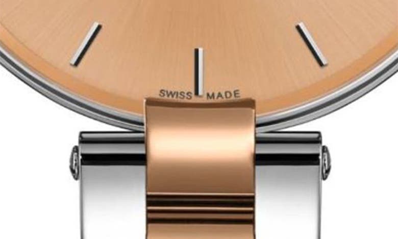 Shop Rado Coupole Two Tone Quartz Bracelet Watch, 33mm In Rose Gold