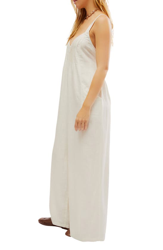 Shop Free People Drifting Dreams Linen Blend Jumpsuit In Snowbell