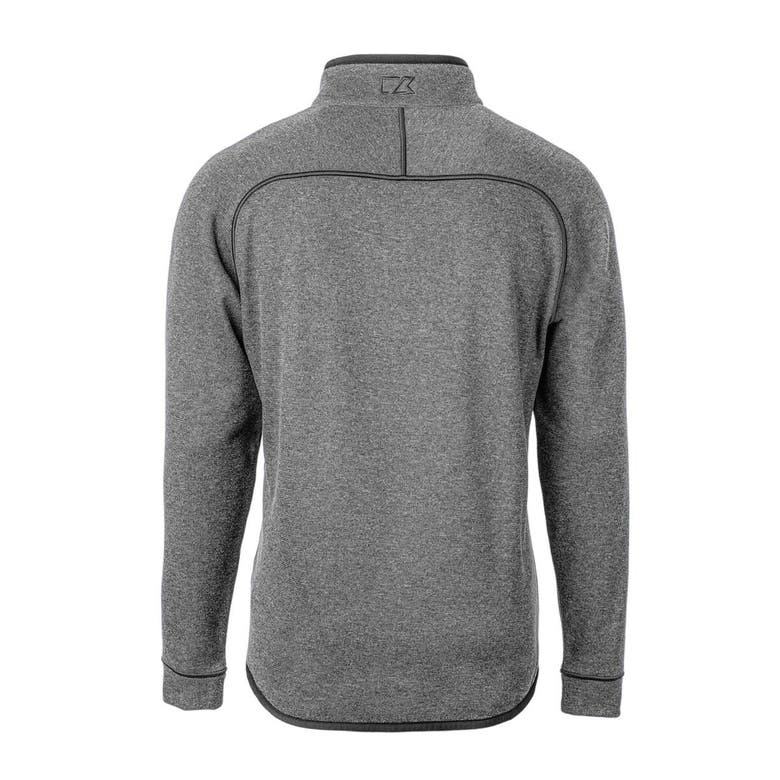 Shop Cutter & Buck Heather Gray Fiu Panthers Mainsail Sweater-knit Big & Tall Half-zip Pullover Jacket