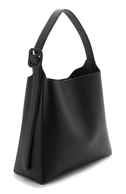 Mango Buckled Faux Leather Shopper Bag In Black