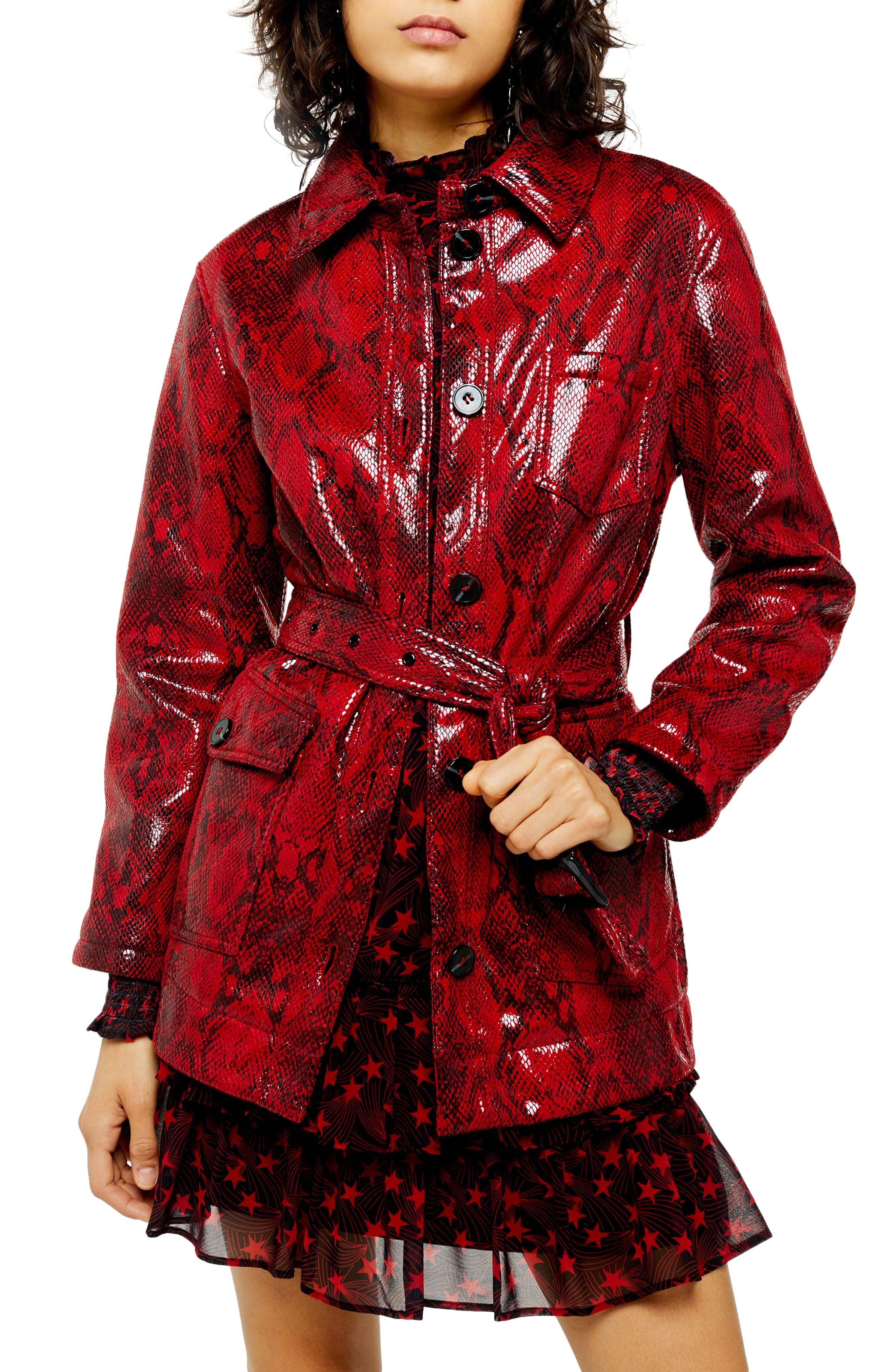 topshop red raincoat