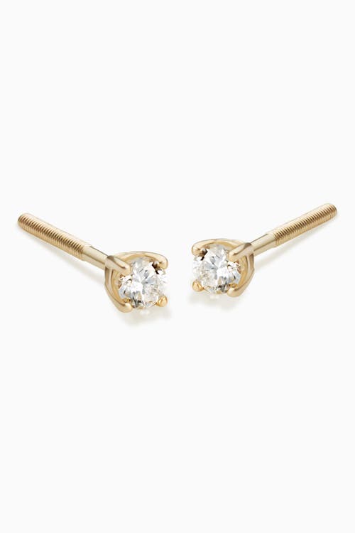 Shop Oradina 14k White Gold Shine Bright Diamond Studs In Yellow Gold