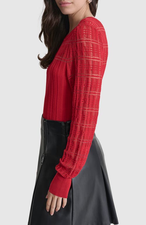 Shop Dkny Mix Rib Sweater In Red Light