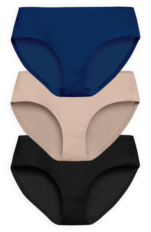 EBY Assorted 3-Pack Hipster Briefs in Black/Nude/Blue Opal