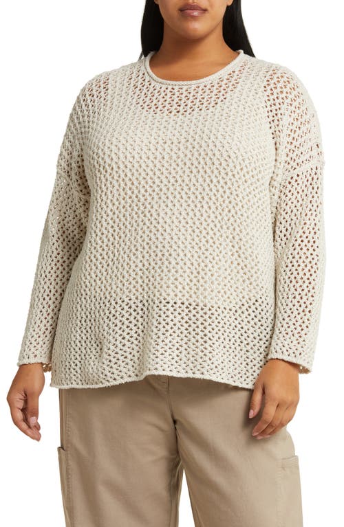 Eileen Fisher Open Stitch Organic Cotton Sweater Bone at Nordstrom,