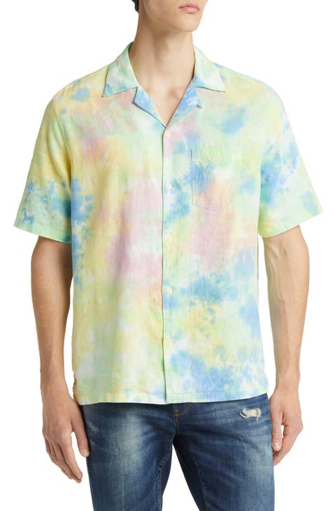 Pilar Tie Dye Linen Blend Camp Shirt