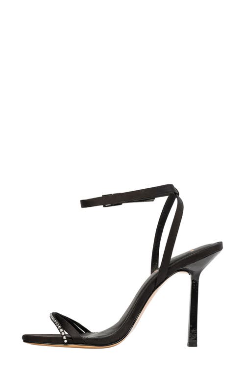 Shop Black Suede Studio Rumi 100 Ankle Strap Sandal In Black Satin