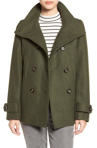Thread & Supply Double Breasted Peacoat In Hunter Green