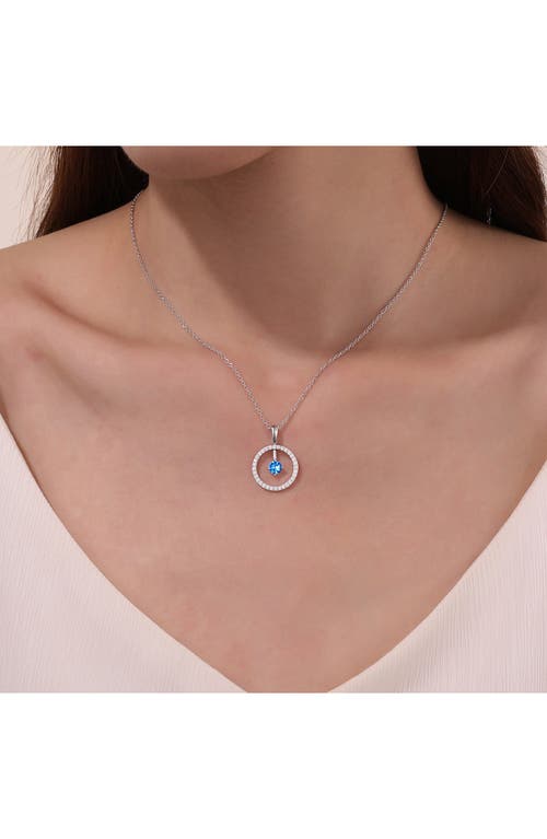 Shop Lafonn Simulated Diamond Lab-created Birthstone Reversible Pendant Necklace In Light Blue/december