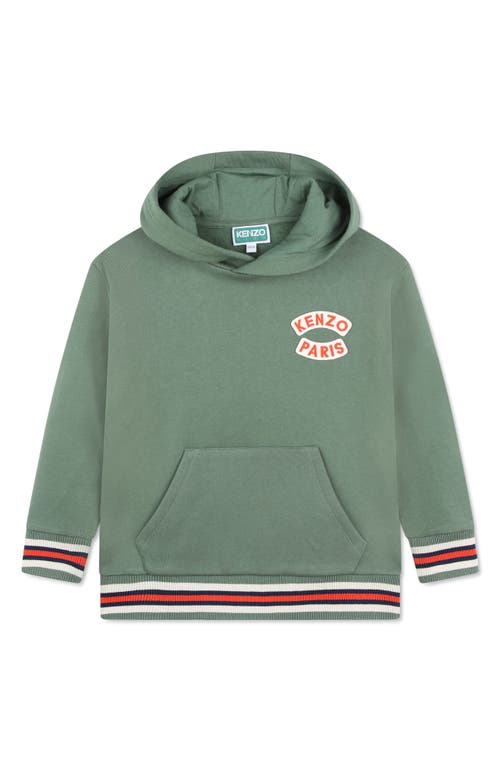 KENZO Kids' Fleece Pullover Hoodie in Olive 