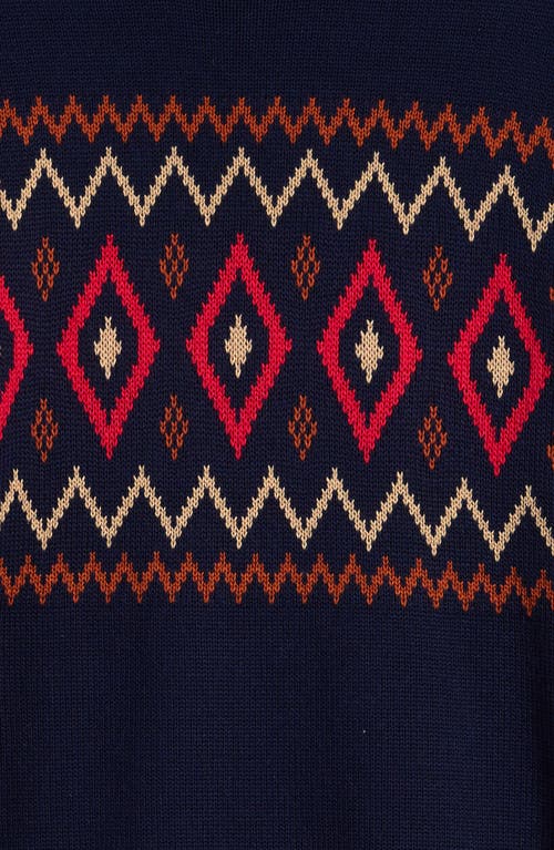 Shop Nordstrom Kids' Fair Isle Cotton Crewneck Sweater In Navy Peacoat Classic Fairisle